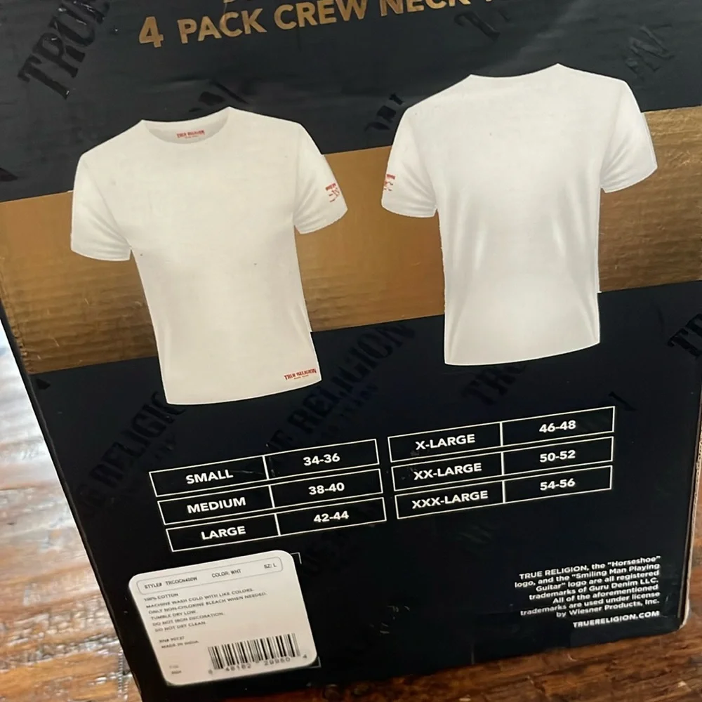 True Religion Crew Neck Tees LARGE 4 Pack